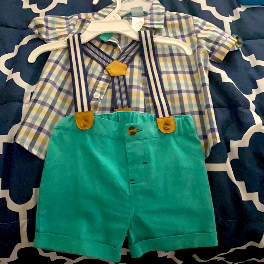 Little boy/infant, overall shorts set